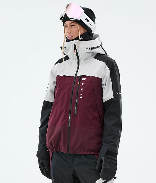 Montec Oracle W Snowboardjakke Dame Light Grey/Black/Burgundy