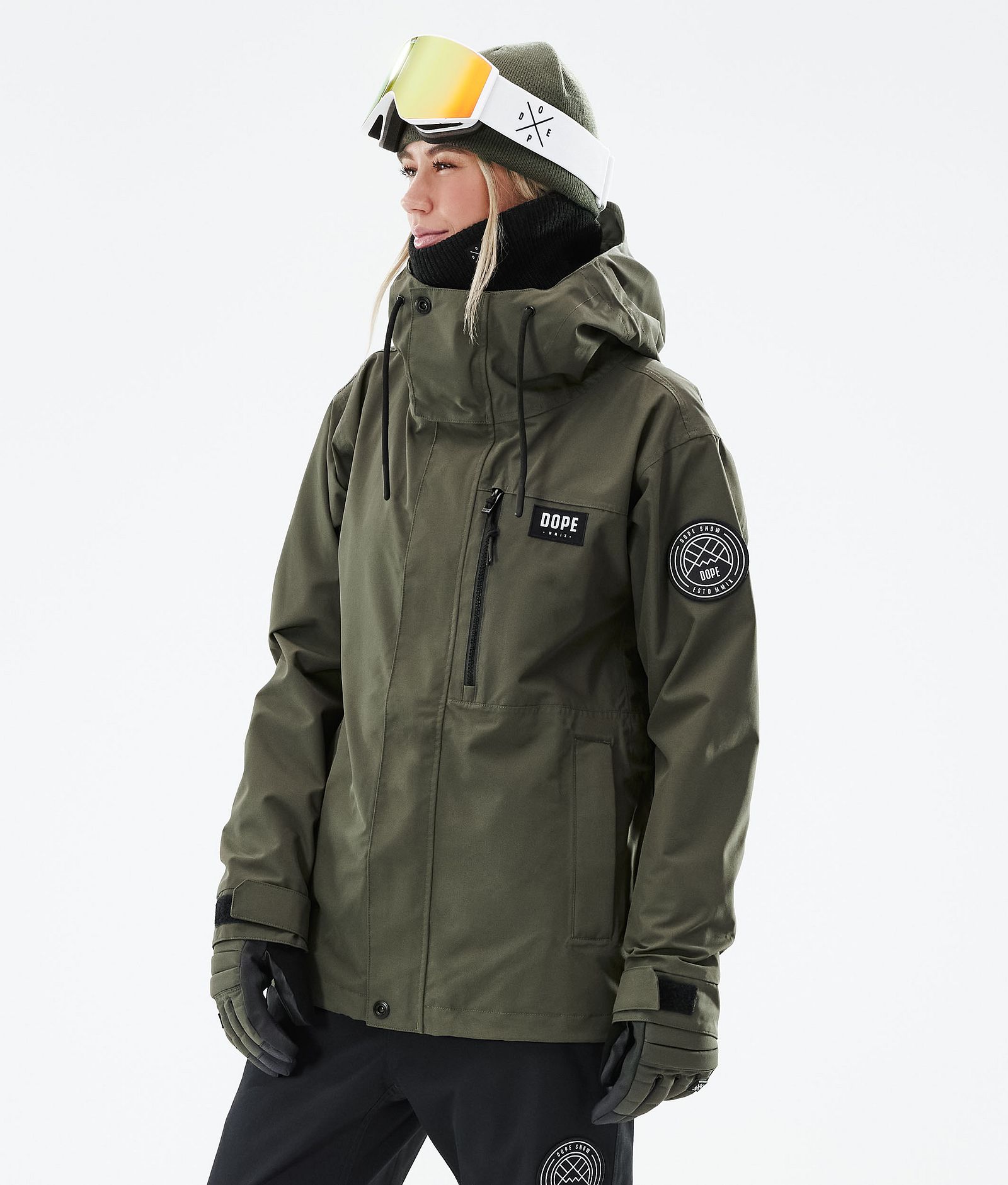 Dope Blizzard W Full Zip 2021 Skijakke Dame Olive Green, Bilde 1 av 11