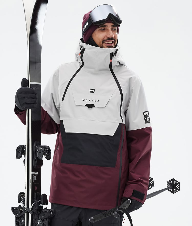 Montec Doom Skijakke Herre Light Grey/Black/Burgundy, Bilde 1 av 11