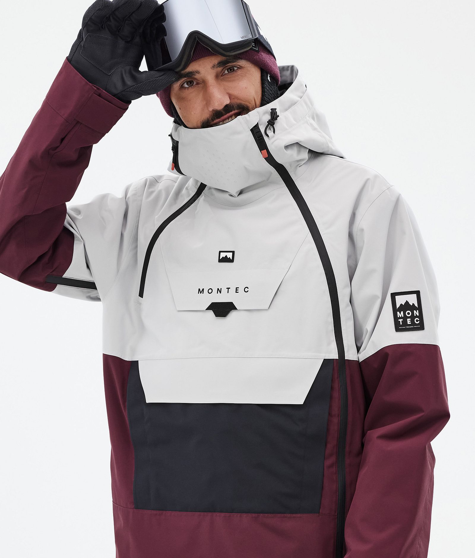 Montec Doom Skijakke Herre Light Grey/Black/Burgundy, Bilde 2 av 11