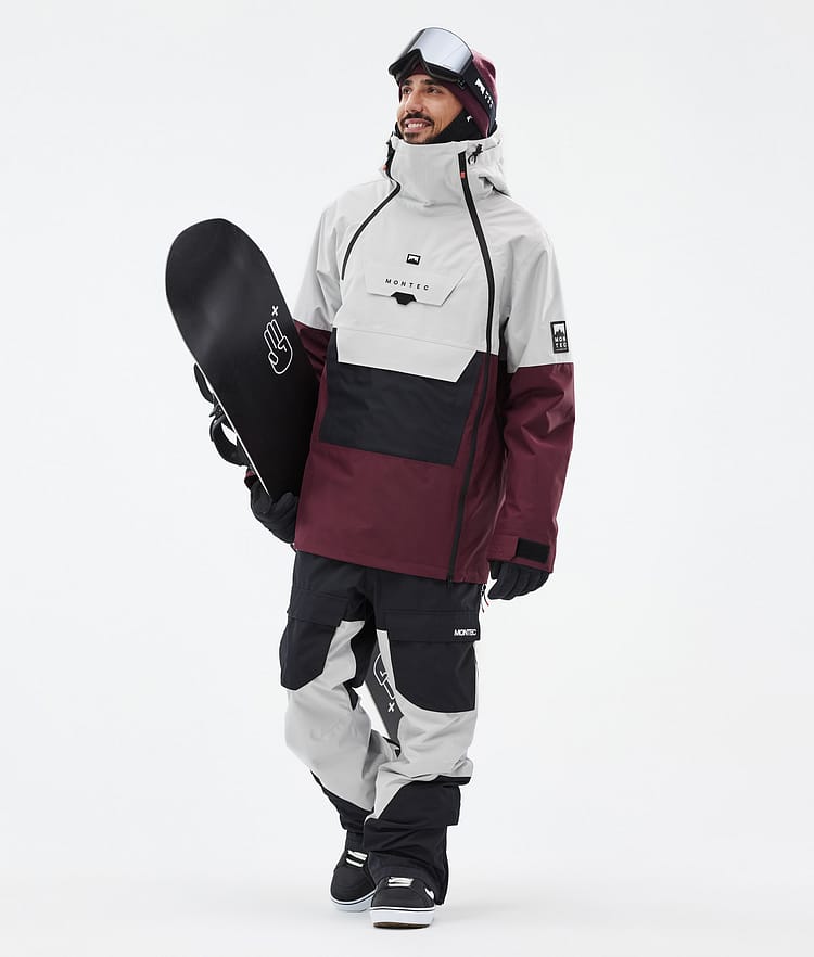 Montec Doom Snowboardjakke Herre Light Grey/Black/Burgundy, Bilde 3 av 11