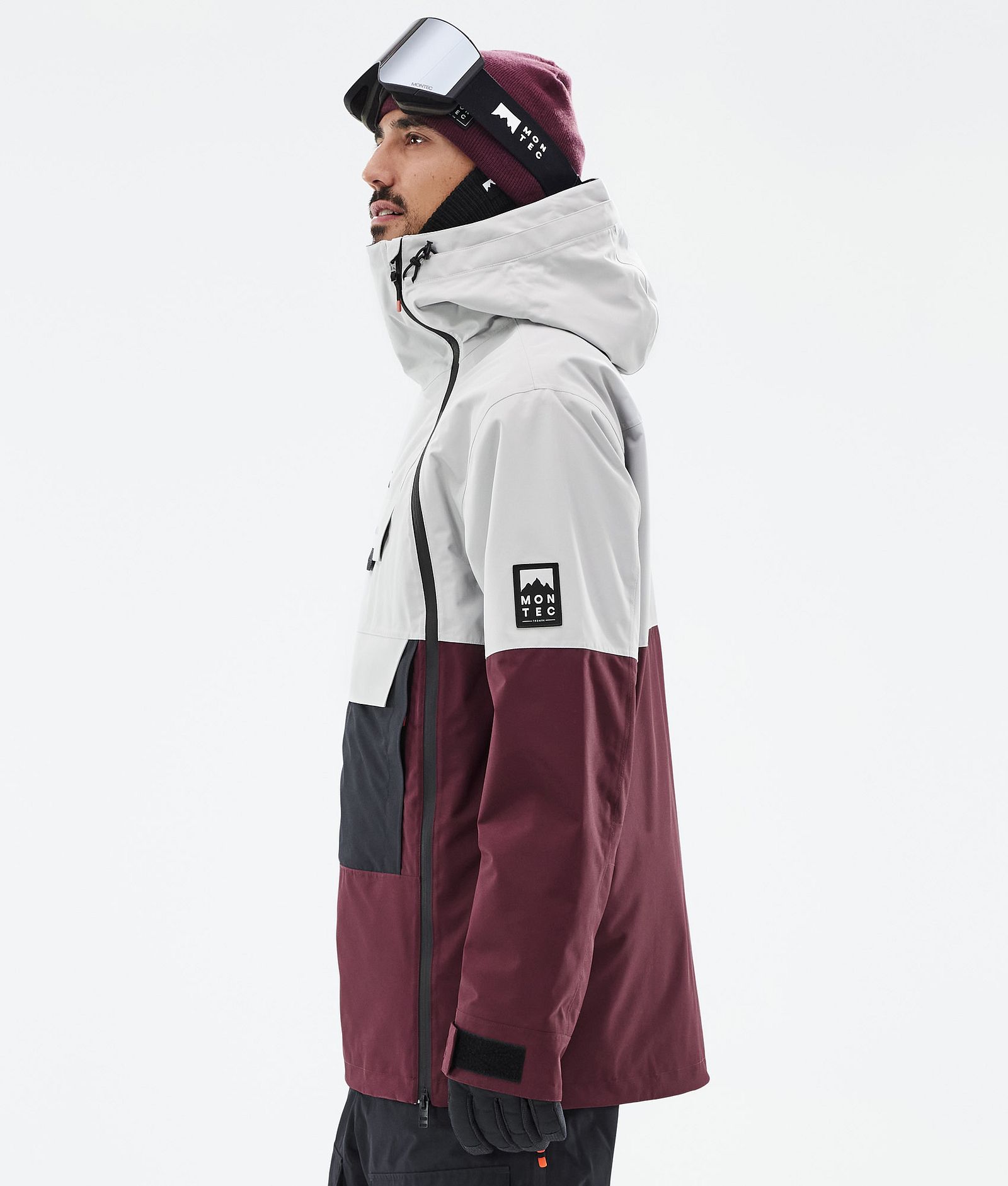 Montec Doom Snowboardjakke Herre Light Grey/Black/Burgundy, Bilde 6 av 11