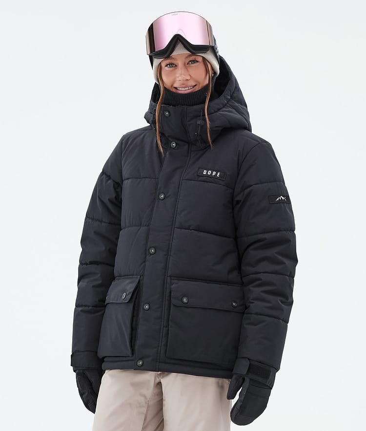 Dope Puffer W Full Zip Snowboardjakke Dame Black, Bilde 1 av 9