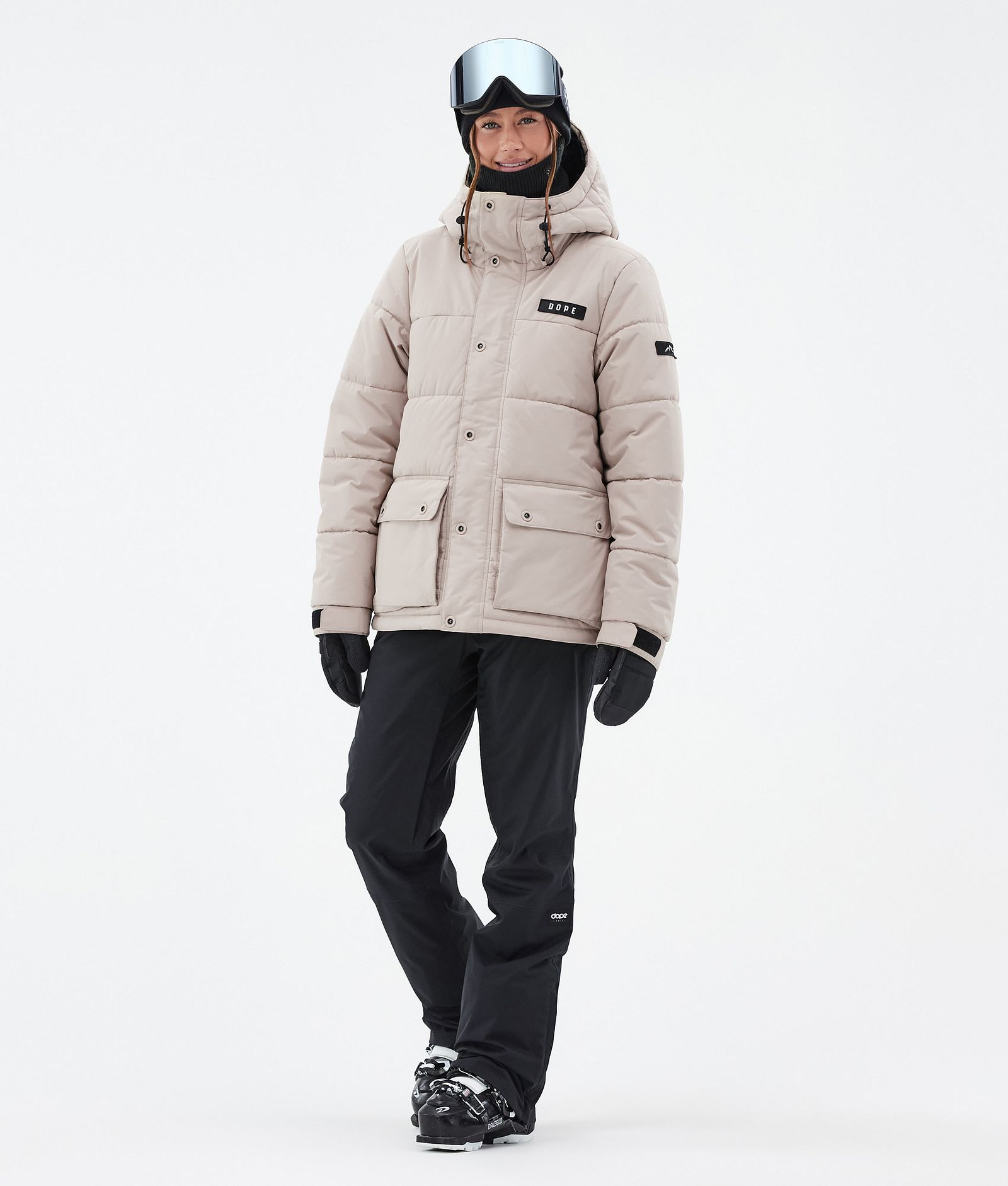 Dope Puffer W Full Zip Skijakke Dame Sand, Bilde 2 av 9