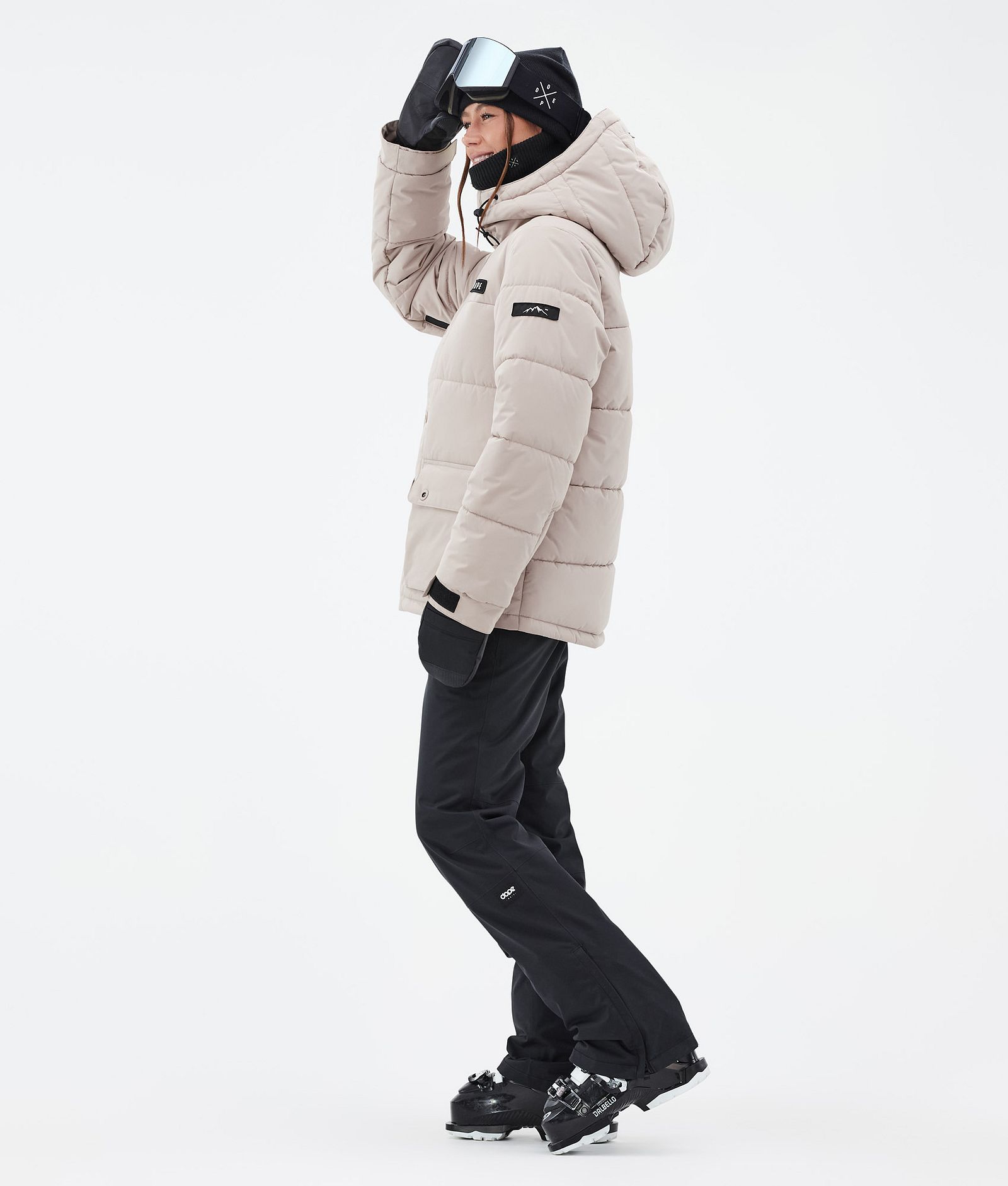 Dope Puffer W Full Zip Skijakke Dame Sand, Bilde 3 av 9