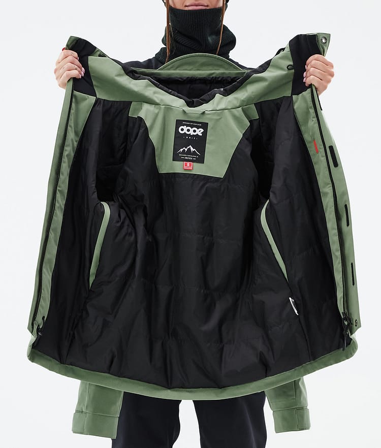 Dope Blizzard W Full Zip Snowboardjakke Dame Moss Green, Bilde 9 av 9